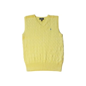 Polo Ralph Lauren Yellow Cable Knit Cotton Sweater Vest Youth Size Large 14/16 - Picture 1 of 8