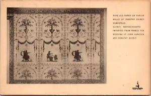 RARO PAPEL antiguo en paredes de salón DOROTHY QUINCY HOMESTEAD Quincy, MA postal - Imagen 1 de 2