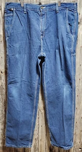 38x32 Hombre CARHARTT FR Impermeable Trabajo Azul Jeans Carpintero Denim 290-83 - Imagen 1 de 5