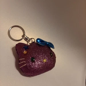 Hello Kitty Purple Glitter Head Plush Keychain 3.5” Sanrio Year 2006 New - Picture 1 of 8
