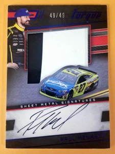 PAUL MENARD **AUTOGRAPHED** SHEET METAL SIGNS PRESS PASS TRADING CARD #49 OF 49 - Picture 1 of 3