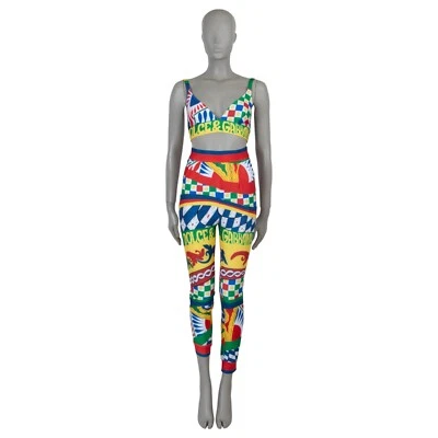 71283 Auténtico DOLCE & GABBAN Multicolor 2023 CARRETTO JERSEY TOP & LEGGINGS Conjunto S Foto 1 de 4