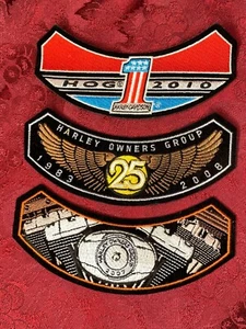 Harley Owners Group HOG 3-Patch Set 2010 25th Anniversary Engine Design - Picture 1 of 4