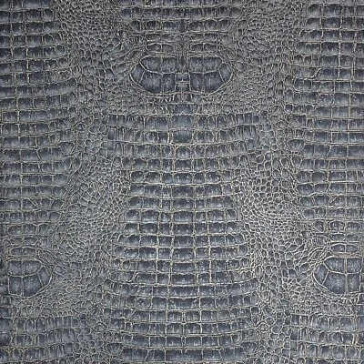 Crocodile gray blue gold metallic Textured Wallpaper faux alligator skin leather - Image 1 of 4