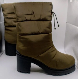 Public Desire Calf Length Boots In Khaki Green Size 6 - Picture 1 of 18
