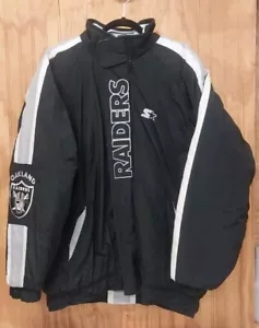 Vintage 1990's Oakland Raiders Pro Line Starter Zip Up Jacket Coat Adult Large - Picture 1 of 6