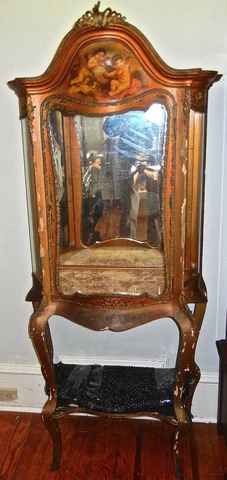 Vernis Martin vitrine curio cabinet  French Cupid  painting  19th c Cover