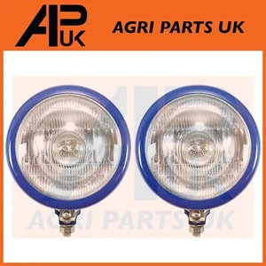 2x Grill Mounted Blue Headlight Lamp for Fordson Power Super Dexta Major Tractor - Picture 1 of 4