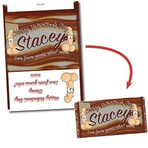 VALENTINE WILLY SEXY COCK HEN PARTY PERSONALISED CHOCOLATE WRAPPER FITS GALAXY - Picture 1 of 3