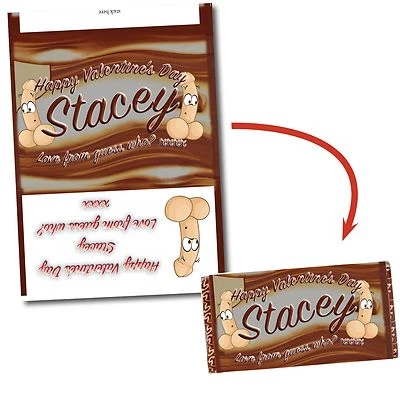 VALENTINE WILLY SEXY COCK HEN PARTY PERSONALISED CHOCOLATE WRAPPER FITS GALAXY