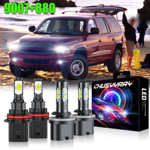 For Dodge Durango 1998-2000 6000K 4PC LED Headlight Hi/Lo Fog Lights Bulbs Combo - Picture 1 of 13