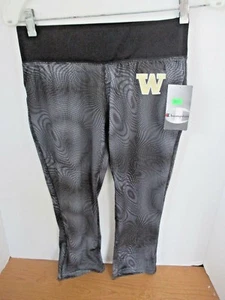 Champion~Gray WASHINGTON HUSKIES LEGGINGS Cropped Pants~Women's SMall~NWT - Picture 1 of 2