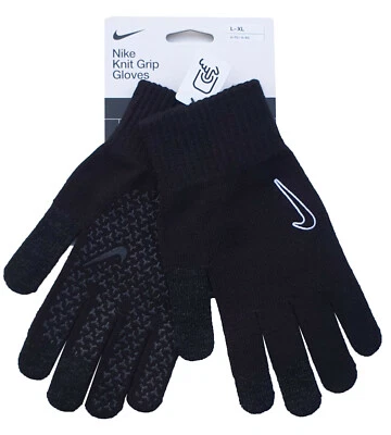 Nike Gloves Knitted Mens Knit Grip 2.0 Black Phone Use Cold Weather Brand New - image 1 of 4