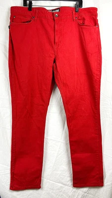 Social Colision Red Stretch Denim Straight Leg 5-Pocket Jeans 40 x 32 - Image 1 of 2