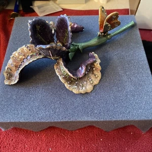 JAY STRONGWATER Flora & Fauna IRIS CRYSTAL ENAMEL Sculpture “Althea” - Picture 1 of 12