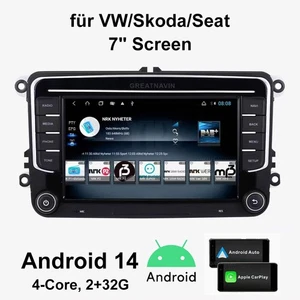 für VW SEAT SKODA Autoradio 7" CarPlay Video GPS Navigation +RDS BT 4 Core 2+32G - Bild 1 von 21