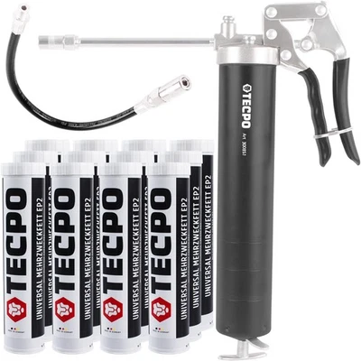 TECPO EINHAND FETTPRESSE HANDFETTPRESSE + MEHRZWECKFETT EP2 LITHIUM FETT 12x400g - Bild 1 von 4