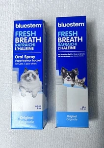 (2) Bluestem Fresh Breath Cat/Dog No Brush Oral Spray/Gel Dental Plaque Tartar - Picture 1 of 3