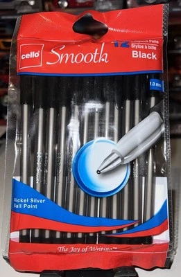 Paquete de 12 bolígrafos para violonchelo de níquel liso/plata (negro) 1,0 mm Foto 1 de 2