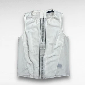 L.A.M.B By Gwen Stefani White Sleeveless Ruffle Collar Top Blouse Sz 4 NWOT - Picture 1 of 7