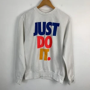 Nike Sweatshirt Size Small White Just Do It Pullover Jumper Casual Retro Top - Picture 1 of 12