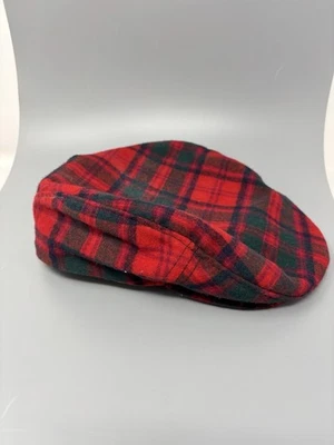 Sombrero Pendleton Newsboy Cabbie Papá Rojo a Cuadros 100% Lana Virgen Talla XL De Colección Foto 1 de 4