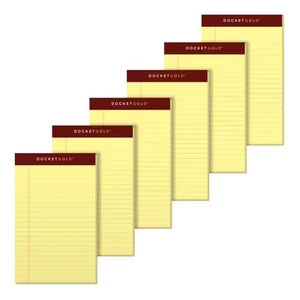 TOPS Docket Gold Premium Jr. Almohadillas de Escritura Regladas Legales, 5" x 8", Canario, Paquete de 6 - Imagen 1 de 5