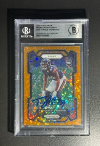 TYRIQUE STEVENSON signed 2023 PANINI PRIZM ORANGE DISCO CARD w/ COA BECKETT SLAB - Picture 1 of 2