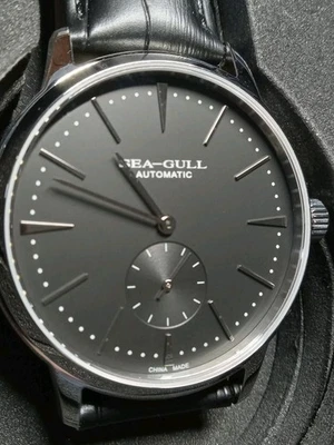 Reloj Seagull Hombre Automático ST17 Movimiento Esfera Negra Vestido 40mm con Pulsera Milanesa  Foto 1 de 4