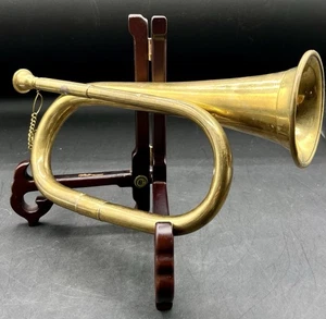 Antikes Messinghorn ohne Schrauben mit Lötzinn / Hartlöten 11 1/8" - Bild 1 von 16