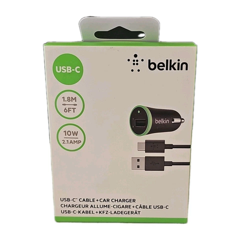 Belkin USB-C 6 pies (1,8 M) 10 W 2,1 AMP con cargador de coche  Foto 1 de 4