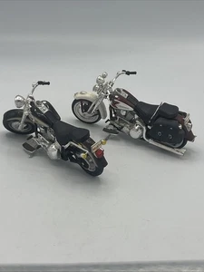 Vtg 2 Maisto Harley Davidson Flsts Heritage & Flstf Fat Boy Diecast Motorcycle - Picture 1 of 15
