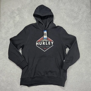 Hurley Hoodie Men’s Large Black Pullover Sweatshirt Logo Graphic NWT - Picture 1 of 8