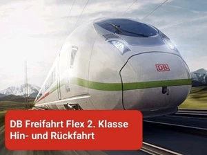 DB Deutsche Bahn Freifahrt Flex 2. Klasse Hin- & Rückfahrt Gutschein eToken ICE - Bild 1 von 3