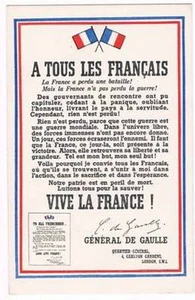 Original Postcard 1943 WW2 A Tous Les Francais France Libre (502256) - Bild 1 von 1