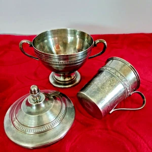 Vintage verzierte Zuckerdose antik verziert Tasse versilbert wunderbarer alter Deckel - Bild 1 von 12
