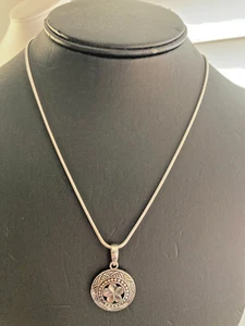 .925 Bali Stil Blume Anhänger Perle und Webdetail 18" Schlangenkette (unmarkiert) - Bild 1 von 11