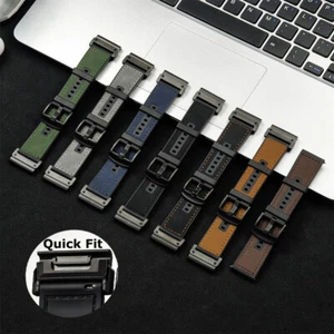 Silicone+Leather Watch Band For Garmin Fenix 7 6 6x Pro 5 5x Plus QuickFit Strap - Picture 1 of 17