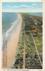 Vista en avión de Long Beach Washington postal playa mar costa casas SIN PUBLICAR - Imagen 1 de 2