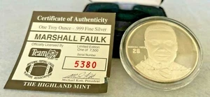 Highland Mint Marshall Faulk Collectors .999 Silver Coin One Troy Ounce W/ Case - Picture 1 of 3