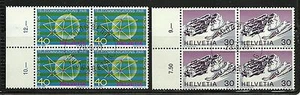 SWITZERLAND 1971 VF NH OG 2 x Precancel Block of 4 Stamps Sc. # 533-534 - Picture 1 of 1