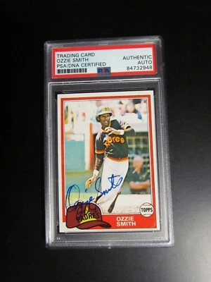 Tarjeta de béisbol 1981 Topps Ozzie Smith firmada PSA encapsulada Foto 1 de 4