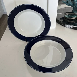 Dansk Concerto ADAGIO Dark Blue Rim Soup Bowl 8.5 in Diameter x2 - Picture 1 of 6