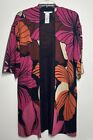 Chicos Travelers Long Floral Duster Sweater Size 00 US XXS $149 Pink Orange