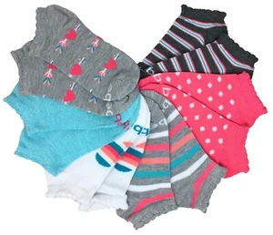 Bebe Girls No Show Socks: 6 Pack Assorted Colors: Shoe Size 10-4: Many Options - Picture 1 of 12