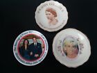 Lot of 3 Vintage Trinket Dishes 1953 Queen Elizabeth II Princess Di & Will Kate