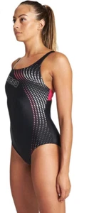 Traje de baño Arena Vibrancy Pro para mujer negro rosa blanco Reino Unido 30 - Imagen 1 de 5