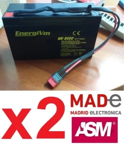 2 X Baterías de plomo AGM -6V 12Ah + conector TDEAN (barco cebador CarpioHybrid) - Imagen 1 de 8