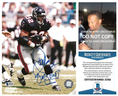 Foto firmada por Jamal Anderson de fútbol americano de los Atlanta Falcons 8x10 Beckett prueba de certificado de autenticidad Foto 1 de 3