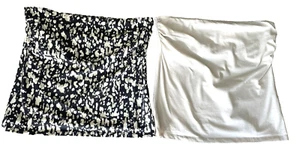 2 X GEORGE UK 12-14 Stretch Cotton Strapless Boob Tube Tops - Picture 1 of 5